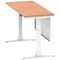 Air Modesty 1400mm Slim Rectangular Height Adjustable Desk, White Leg & Modesty Panel, Beech