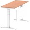 Air Modesty 1400mm Slim Rectangular Height Adjustable Desk, White Leg & Modesty Panel, Beech
