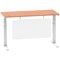 Air Modesty 1400mm Slim Rectangular Height Adjustable Desk, White Leg & Modesty Panel, Beech
