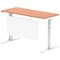 Air Modesty 1400mm Slim Rectangular Height Adjustable Desk, White Leg & Modesty Panel, Beech