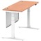 Air Modesty 1400mm Slim Rectangular Height Adjustable Desk, White Leg & Modesty Panel, Beech