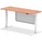 Air Modesty 1600mm Slim Rectangular Height Adjustable Desk, White Leg & Modesty Panel, Beech