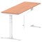 Air Modesty 1800mm Slim Rectangular Height Adjustable Desk, White Leg & Modesty Panel, Beech