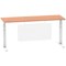 Air Modesty 1800mm Slim Rectangular Height Adjustable Desk, White Leg & Modesty Panel, Beech