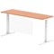 Air Modesty 1800mm Slim Rectangular Height Adjustable Desk, White Leg & Modesty Panel, Beech
