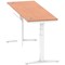 Air Modesty 1800mm Slim Rectangular Height Adjustable Desk, White Leg & Modesty Panel, Beech