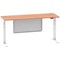 Air Modesty 1800mm Slim Rectangular Height Adjustable Desk, White Leg & Modesty Panel, Beech
