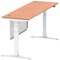 Air Modesty 1800mm Slim Rectangular Height Adjustable Desk, White Leg & Modesty Panel, Beech
