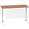 Air Modesty 1400mm Slim Rectangular Height Adjustable Desk, White Leg & Modesty Panel, Walnut