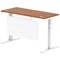 Air Modesty 1400mm Slim Rectangular Height Adjustable Desk, White Leg & Modesty Panel, Walnut