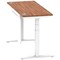 Air Modesty 1400mm Slim Rectangular Height Adjustable Desk, White Leg & Modesty Panel, Walnut