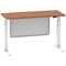 Air Modesty 1400mm Slim Rectangular Height Adjustable Desk, White Leg & Modesty Panel, Walnut