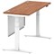 Air Modesty 1400mm Slim Rectangular Height Adjustable Desk, White Leg & Modesty Panel, Walnut