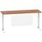 Air Modesty 1800mm Slim Rectangular Height Adjustable Desk, White Leg & Modesty Panel, Walnut