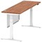 Air Modesty 1800mm Slim Rectangular Height Adjustable Desk, White Leg & Modesty Panel, Walnut