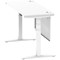 Air Modesty 1400mm Slim Rectangular Height Adjustable Desk, White Leg & Modesty Panel, White
