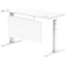 Air Modesty 1400mm Slim Rectangular Height Adjustable Desk, White Leg & Modesty Panel, White