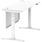 Air Modesty 1400mm Slim Rectangular Height Adjustable Desk, White Leg & Modesty Panel, White