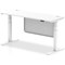 Air Modesty 1600mm Slim Rectangular Height Adjustable Desk, White Leg & Modesty Panel, White