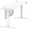 Air Modesty 1800mm Slim Rectangular Height Adjustable Desk, White Leg & Modesty Panel, White