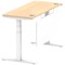 Air Modesty 1400mm Slim Rectangular Height Adjustable Desk, White Leg & Modesty Panel, Maple