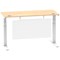 Air Modesty 1400mm Slim Rectangular Height Adjustable Desk, White Leg & Modesty Panel, Maple