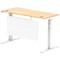 Air Modesty 1400mm Slim Rectangular Height Adjustable Desk, White Leg & Modesty Panel, Maple