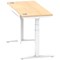 Air Modesty 1400mm Slim Rectangular Height Adjustable Desk, White Leg & Modesty Panel, Maple