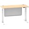 Air Modesty 1400mm Slim Rectangular Height Adjustable Desk, White Leg & Modesty Panel, Maple