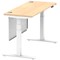 Air Modesty 1400mm Slim Rectangular Height Adjustable Desk, White Leg & Modesty Panel, Maple