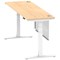 Air Modesty 1800mm Slim Rectangular Height Adjustable Desk, White Leg & Modesty Panel, Maple