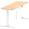 Air Modesty 1800mm Slim Rectangular Height Adjustable Desk, White Leg & Modesty Panel, Maple