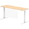 Air Modesty 1800mm Slim Rectangular Height Adjustable Desk, White Leg & Modesty Panel, Maple
