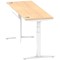 Air Modesty 1800mm Slim Rectangular Height Adjustable Desk, White Leg & Modesty Panel, Maple