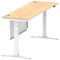 Air Modesty 1800mm Slim Rectangular Height Adjustable Desk, White Leg & Modesty Panel, Maple