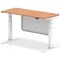 Air Modesty 1400mm Slim Rectangular Height Adjustable Desk, White Leg & Modesty Panel, Oak