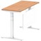 Air Modesty 1400mm Slim Rectangular Height Adjustable Desk, White Leg & Modesty Panel, Oak