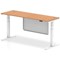 Air Modesty 1800mm Slim Rectangular Height Adjustable Desk, White Leg & Modesty Panel, Oak