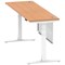 Air Modesty 1800mm Slim Rectangular Height Adjustable Desk, White Leg & Modesty Panel, Oak