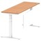 Air Modesty 1800mm Slim Rectangular Height Adjustable Desk, White Leg & Modesty Panel, Oak