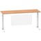 Air Modesty 1800mm Slim Rectangular Height Adjustable Desk, White Leg & Modesty Panel, Oak