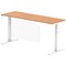 Air Modesty 1800mm Slim Rectangular Height Adjustable Desk, White Leg & Modesty Panel, Oak
