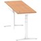 Air Modesty 1800mm Slim Rectangular Height Adjustable Desk, White Leg & Modesty Panel, Oak