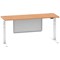 Air Modesty 1800mm Slim Rectangular Height Adjustable Desk, White Leg & Modesty Panel, Oak