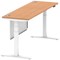 Air Modesty 1800mm Slim Rectangular Height Adjustable Desk, White Leg & Modesty Panel, Oak