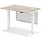 Air Modesty 1200mm Rectangular Height Adjustable Desk, White Leg & Modesty Panel, Grey Oak