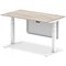 Air Modesty 1400mm Rectangular Height Adjustable Desk, White Leg & Modesty Panel, Grey Oak
