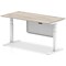 Air Modesty 1600mm Rectangular Height Adjustable Desk, White Leg & Modesty Panel, Grey Oak