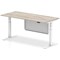 Air Modesty 1800mm Rectangular Height Adjustable Desk, White Leg & Modesty Panel, Grey Oak