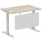 Air Modesty 1200mm Rectangular Cable Port Height Adjustable Desk, Silver Leg & Modesty Panel, Grey Oak